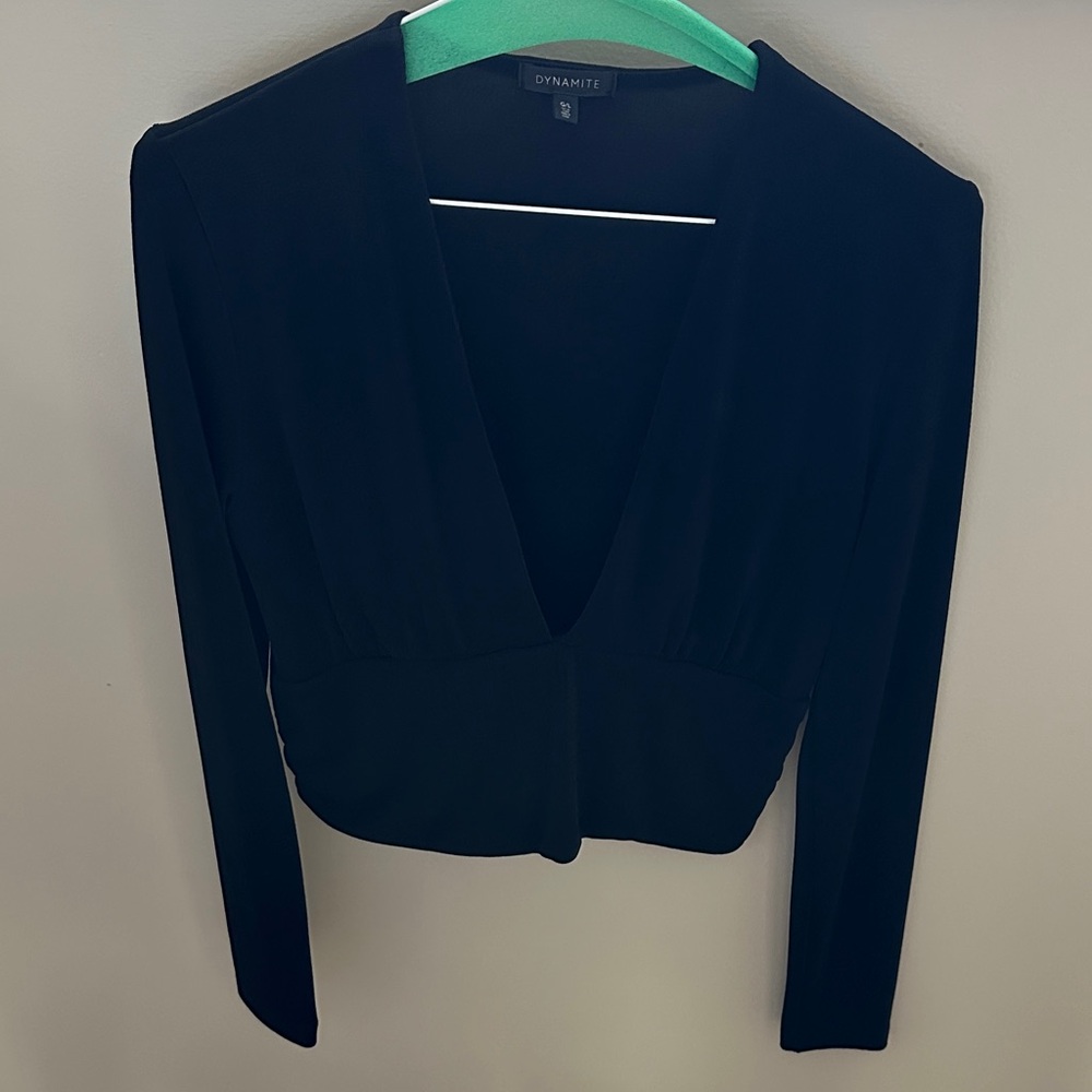Dynamite Elegant Black V-Neck Top